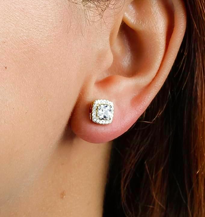 Devin Rose 925 Sterling Silver Halo Square Cubic Zirconia Stud Earrings for Women - Image 7