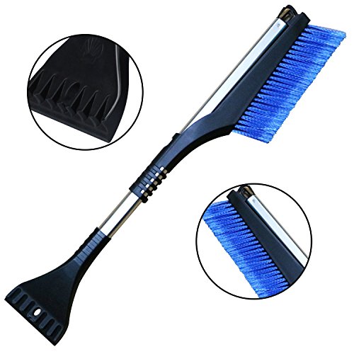 Hiveseen 除雪ブラシ 伸縮式 雪かき 除雪作業 アイススクレーパー ブラシ付 スノーブラシ 愛車の雪、霜、結氷などの除去に 自動車ガラスの霜取りに 軽量
