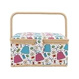 HEEPDD Caja de Costura de Mano, Diseño de Costura Portátil de Doble Capa de Gran Capacidad con un Agarre Cómodo para los Amantes de la Artesanía Principiantes y Donantes de Regalos