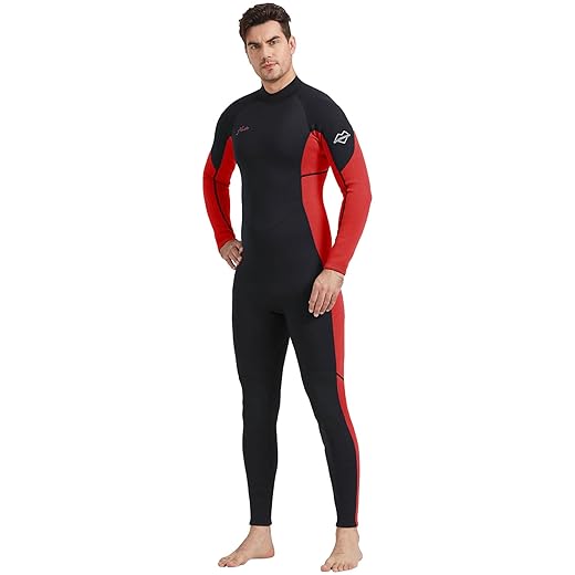 Hevto Men Wetsuits 3/2mm Neoprene Wet Suit Back Front Zip in Cold Water for Surfing Swimming Diving