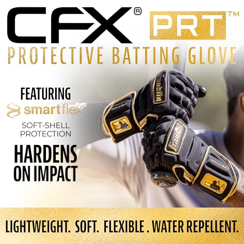 Franklin Sports CFX Pro PRT Batting Gloves - Small - White + Gold - image 2