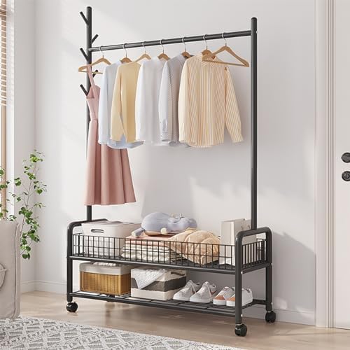 Amazon｜LNYCJP ハンガーラック 2メッシュ棚付き パイプハンガーラック 