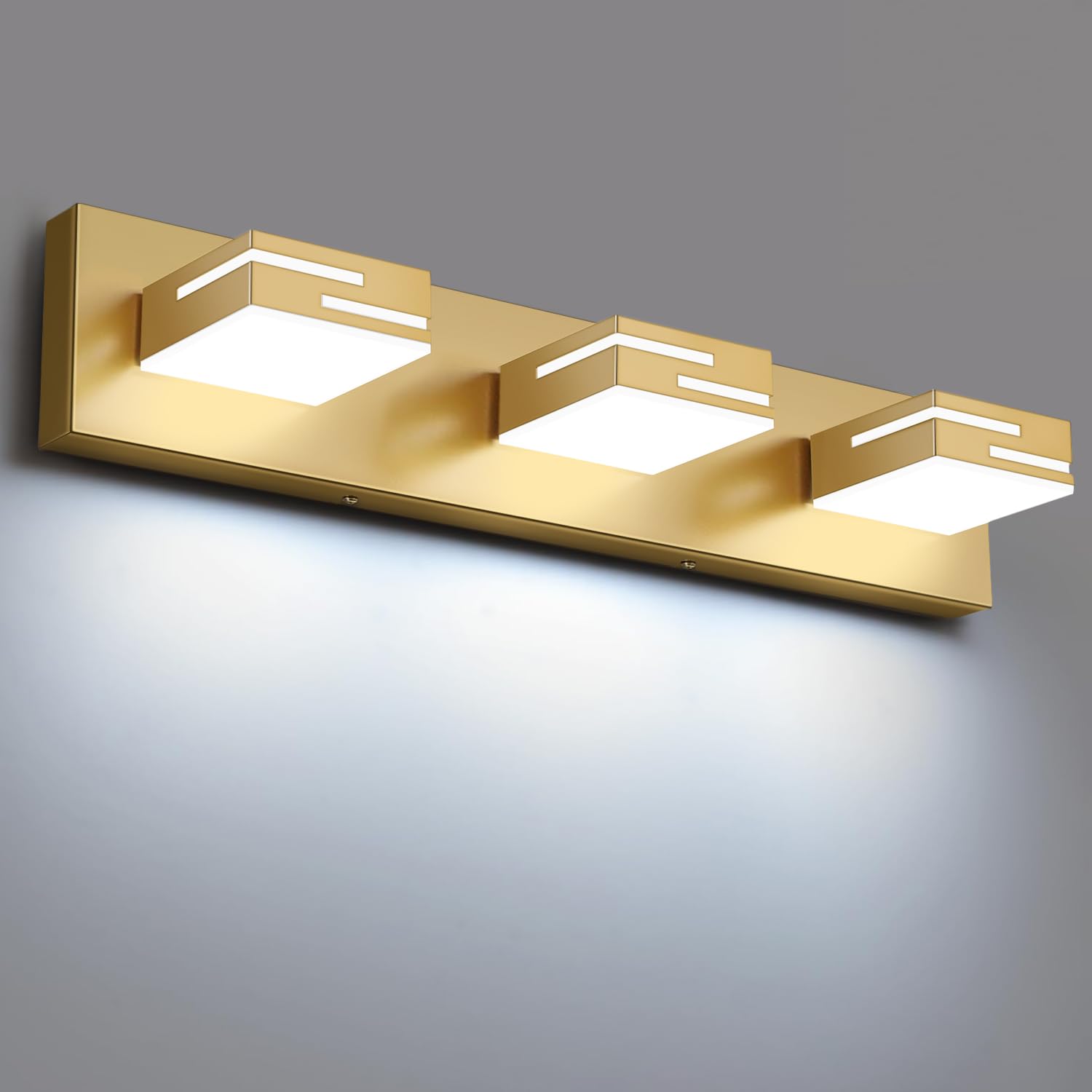LED Modern Bathroom Vanity Light Fixtures 3-Light 22-inch Dimmable Gold Vanity Lights for Bathroom Lighting Fixtures Over Mirror