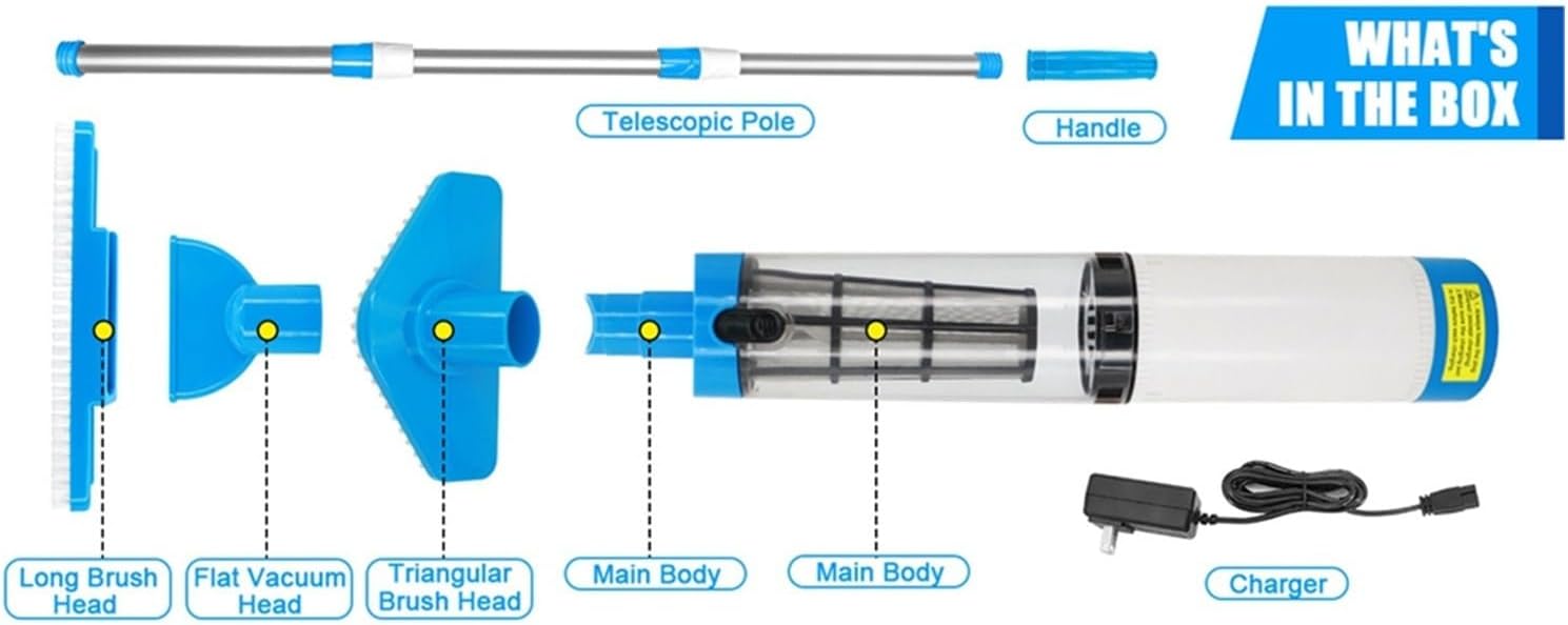 B53CC US PLUG 3 In 1 Cordless Pool Vacuum,Handheld Pool Cleaner Compatible For Spas,Hot Tubs And Small Pools For Sand And Debris