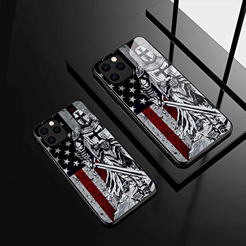 Iphone 11 Case,American Flag And Knight Pattern Iphone 11 Cases For Girls Women,Ultra Protection Shockproof Soft Silicone Tpu Non-Slip Back Compatible With Apple Iphone 11 #TOP3