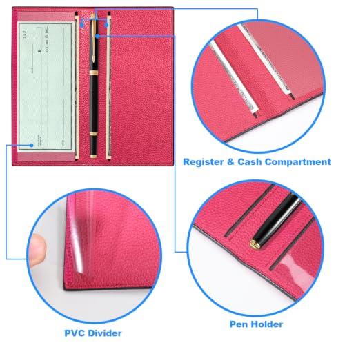 Image of CASMONAL Checkbook Cover for Women & Men, PU Leather Wallet RFID Blocking