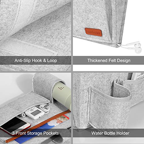 SIMBOOM Sofa Butler Sofa Bett Organizer mit 5 Taschen Hängeaufbewahrung für Handy Tabletten Zeitschriften Gläser Snacks Beutel - Hellgrau - Image 5