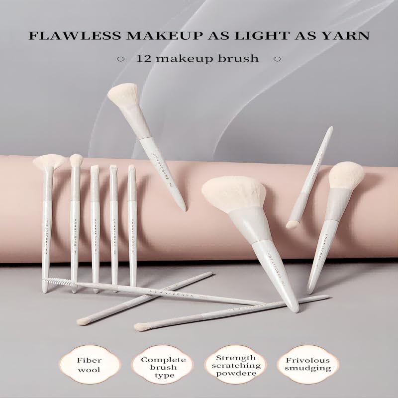 Miniatura 2 de RIJAHO Set de regalo de brochas de maquillaje 12 piezas de maquillaje profesional cepillo kabuki sintético avanzado conjunto de brochas de