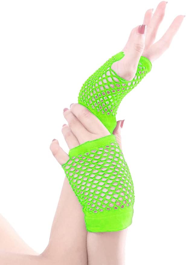 Women's 80's Costumes with Accessories Set Tutu Skirt Earrings Necklace Bracelets Fishnet Gloves Legwarmers Headband All in … - Image 5