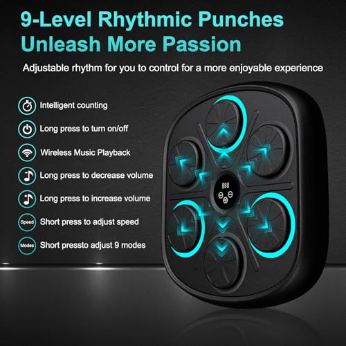 Image of OurStarry Smart Music Boxing Machine for Adults and Kids, Wall Mounted Punching Trainer with Boxing Gloves, LED Electronic Target, 9 Modes and 9 Speeds, Home Gym Workout Equipment