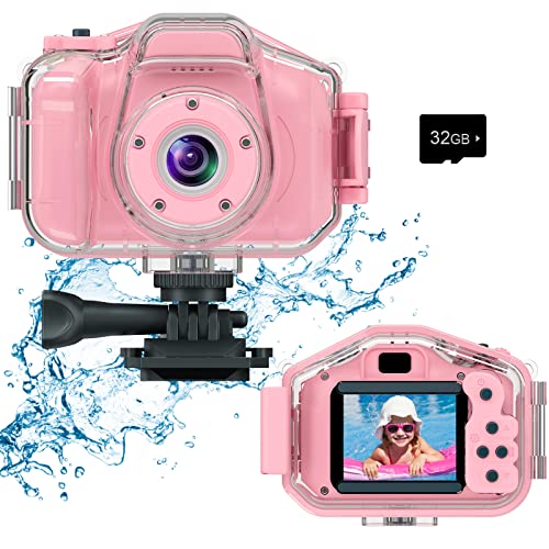 Deker Kids Camera Waterproof Boys Girls Toys 3-12 Year Old Christmas Birthday Gifts Kids Underwater Mini Camcorder Cameras Children Hd Digital Action Camera 2 Inch Ips Screen With 32Gb Card (Pink) #TOP30