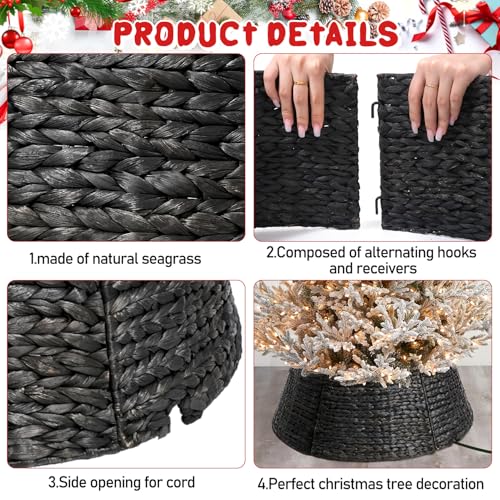 8-teiliges Rattan-Weihnachtsbaum-Halsband – 106,7 cm rustikaler Bauernhaus-Baumrock… – Ansicht 5