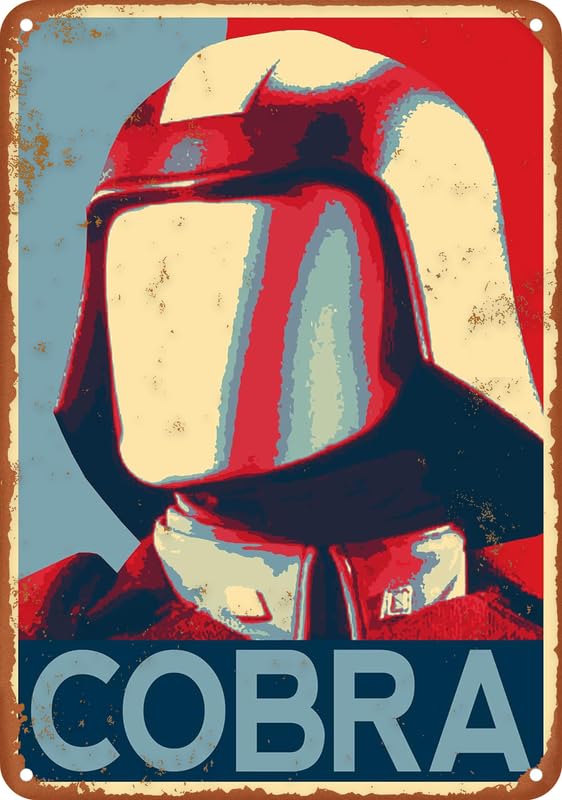 Cobra Commander Pop Art Illustration - G.I. Joe Cartoon Vintage Poster Tin Sign Aluminum Sign, Home Kitchen, MenS Cave, Bar, Garage Wall Decoration, 8X12 Inches