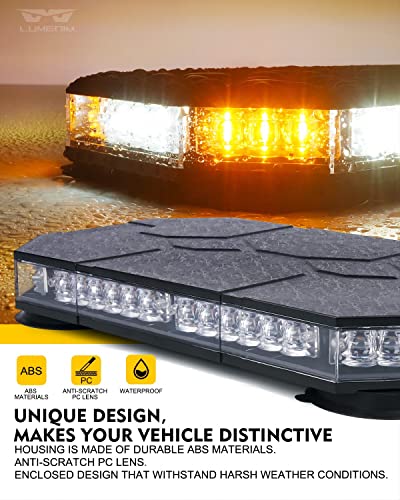 Lumenix Rooftop Strobe Beacon Lights Bar W/Control Panel, Magnetic Emergency Traffic Warning Caution Flashing Plow Led Light, For Construction Vehicles Tow Trucks Snowplow Postal Mail Car White/Amber #TOP1