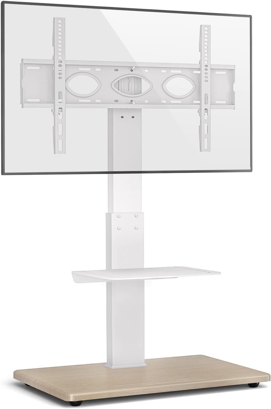 5Rcom TV Stand with Mount, Height Adjustable TV Floor Stand with Shelf & Sturdy Wood Base for 37-75 inch TVs, TV Stand for Bedroom