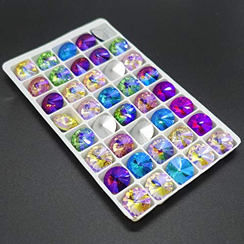 Mixed Color AB Elements Crystal Glass Rivoli Loose Beads DIY 12mm14mm16mm18mm - (Color: Colorful; Item Diameter: 14mm-15pcs)