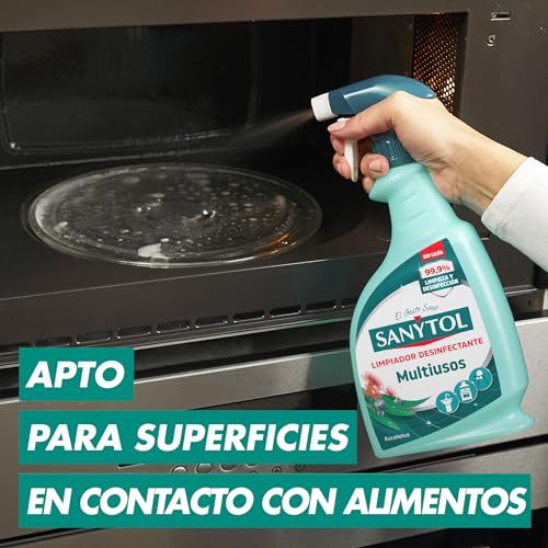 Sanytol - Limpiador Desinfectante Multiusos, Elimina Bacterias, Hongos y Virus Sin Lejía, Perfume Eucaliptus - Pack de 4 x 750 Ml = 3L - imagen 7