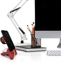 Vista 3 de Soporte de madera para teléfono celular para escritorio, color rojo, soporte de madera MDF compatible con iPhone, Apple Watch y AirPods Premium