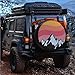 RUUEESTAR Retro Sunset Spare Tire Cover – Oxford Fabric Camping Tires Covers for RV, SUV & Car Trailer Camp Travel with Weatherproof, Dustproof Protection | 12 Inch