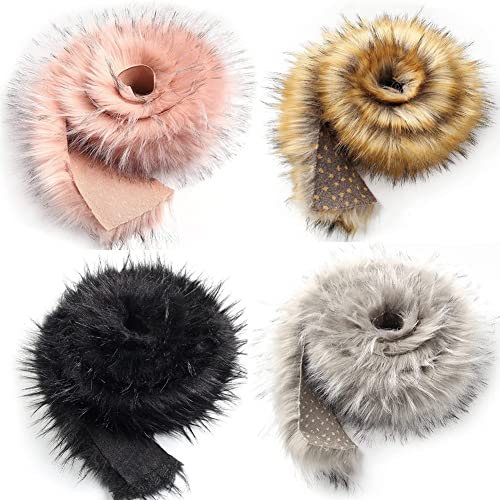 Surakey Kunstpelz Band, 7cm x 100cm Flauschig Fuchs Kunstfell Bordüre Dekoband Plüsch Trim Urlaub Girlande Kunstfell Borte zum Selbernähen für Kostüme Basteln Mäntel