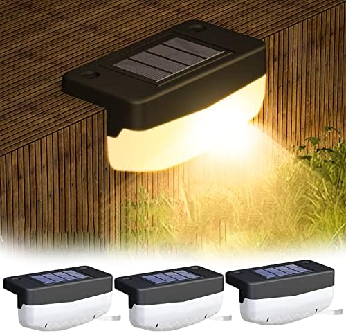 BiiKoon Outdoor Step Lights Solar Deck Light Ip65 Waterproof Solar Fence Lights Dusk to Dawn Patio Decor Security Lights for Stairs Yard Pathway (Color : Warm White, Size : 4 Pack)