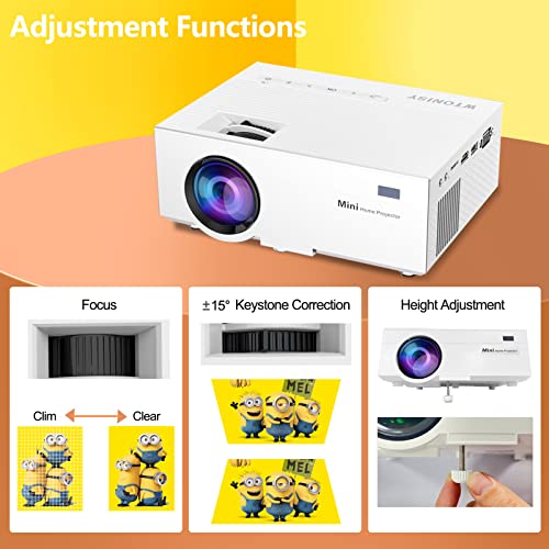 Projector Mini,Wtonisy 2023 Newest Mini Projector With Tripod,10000 Lumen Movie Projector,Portable Outdoor Projector Built-In Speaker,Compatible With Tv Stick,Hdmi,Ps4,Ios,Android Phone #TOP1