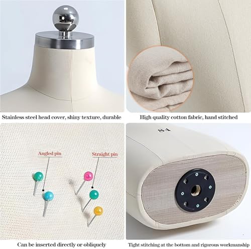 Female Mannequin Dress Form with Metal Stand, Clothing Display Model for Retail, Jewelry & Dress Presentation, Adjustable Torso Manikin for Fashion Displays, L84