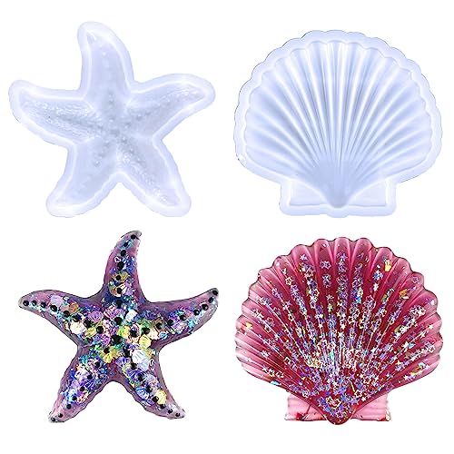Moldes de silicone de concha de estrela do mar 3D molde de resina de animais marinhos molde de epóxi para trabalhos manuais molde de fundição para presente decoração de casa e escritório