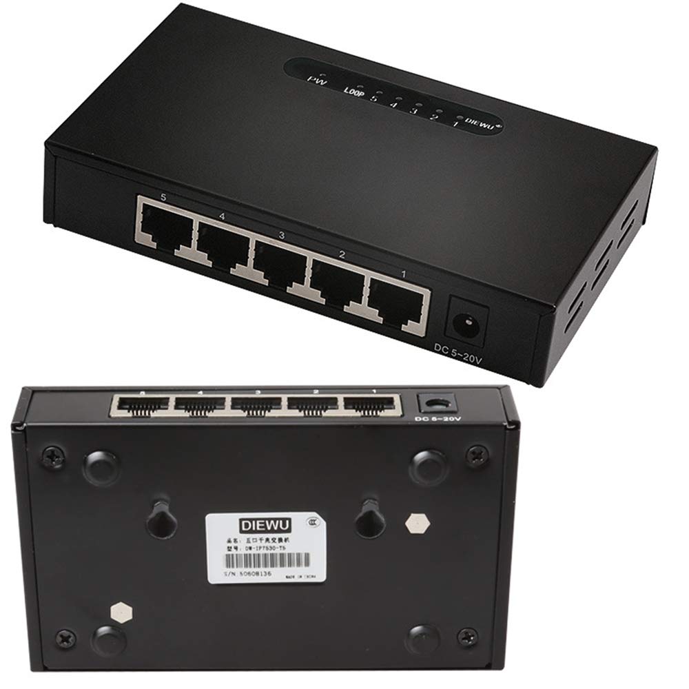 Gigabit Ethernet Switch 5 portów huby sieciowe i przełączniki Pełna 1000 m Gigabit Desktop-Switch nie zarządzany, biuro na kampusie domowej Plug and Play rozgałęziacz sieci