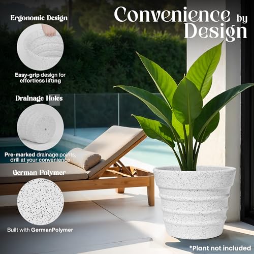 Image of YUCCABE ITALIA Fox B BR 21 Inch White Planter Pot Large Decorative Flower Pot for Garden & Terrace