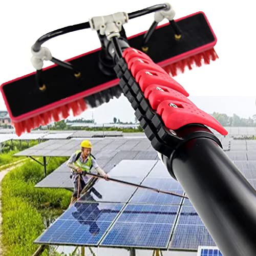 Varilla de Limpieza de Ventanas alimentada por Agua (5,4 m-10,8 m), Herramienta de Limpieza con Cepillo para Limpiar Ventanas alimentada por Manguera para Vidrio de Ventana, Panel Solar, 5,4