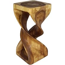 Haussmann Double Twist End Table, Acacia, Oak, 14x14x30 in