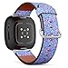 CJBROES Replacement Leather Watch Band, Compatible with Fitbit Versa 3 and Fitbit Sense of Wristband Bracelet Accessory - Ditsy Many