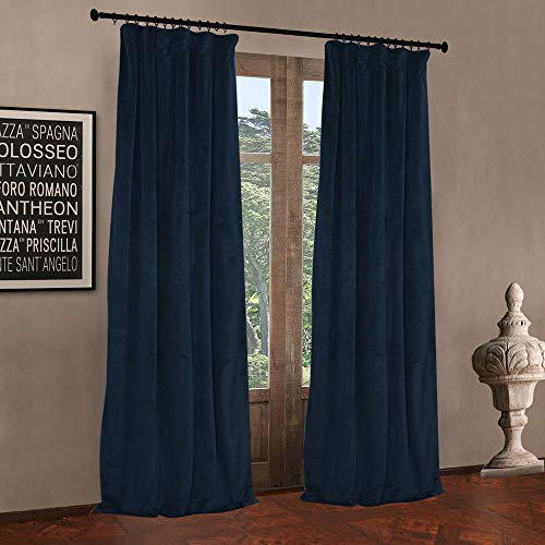 Letau Pinch Pleated Lined Blackout Curtains 84 Inches Long, Luxury Velvet Weighted Thermal Window Curtains Panels Drapes, 52" W X 84" L, Set Of 2, Twilight Blue #TOP1