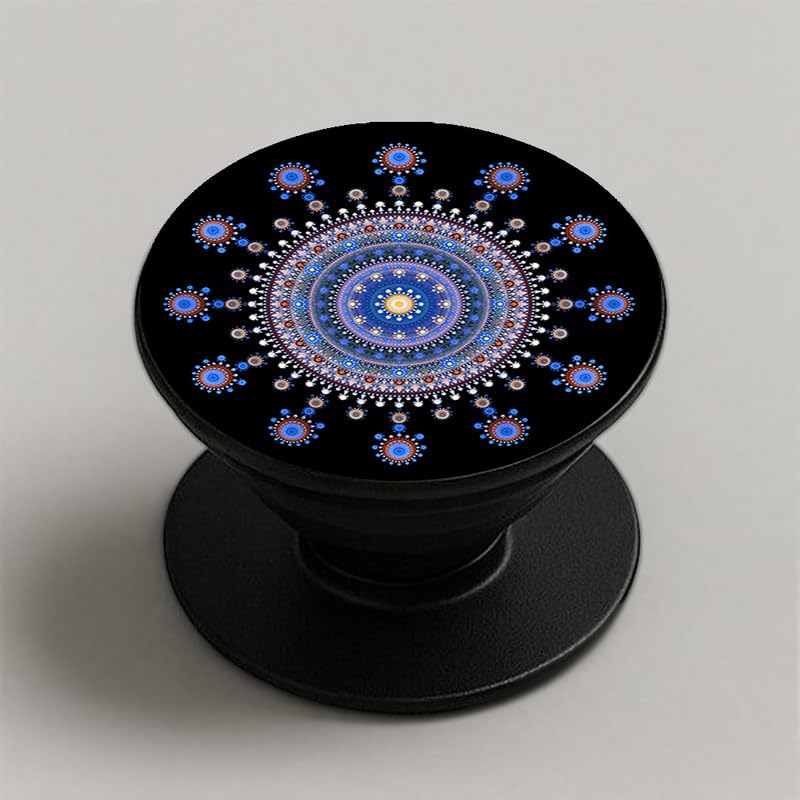 Image of Phone Case Holder | Expanding Kickstand, Mobile Phone Hold Grip for iPhone, Samsung, OnePlus & All Smartphones - Mandala (Blue)