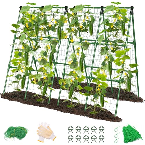 MYMULIKE 2 Pack Cucumber Trellis, Garden Trellis for...