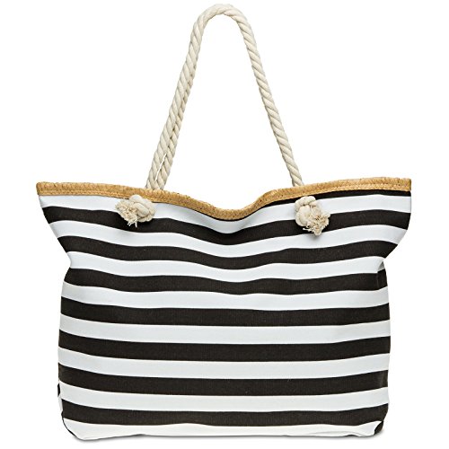 Caspar TS1025 große XXL Damen Marine Strandtasche, Farbe:schwarz, Größe:One Size