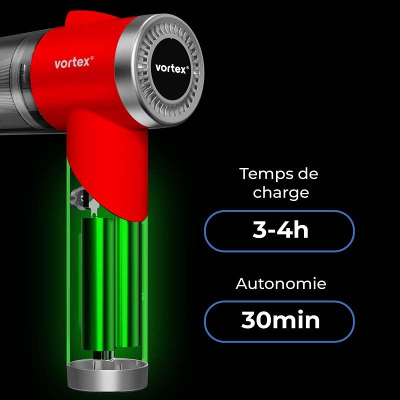 Vortex Aspirateur à Main sans Fil Pliable LED Crc90 Rouge