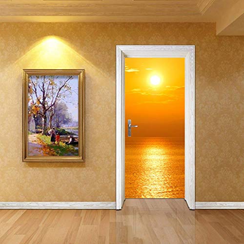 XXXCH 3D Türaufkleber Morgendämmerungssonnenaufgang 80X200CM Türtapete selbstklebend TürPoster - Fototapete Türfolie Poster Tapete Meer Aufkleber DIY Selbstklebende Wandbild PVC Wasserdichte Tapete Cover