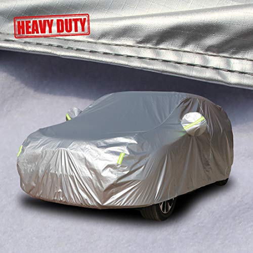 Shieldo Heavy Duty Car Cover with Windproof Straps and Buckles 100% Waterproof All Season Weather-Proof Fit 196-210 inches SUV