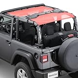 MasterTop ShadeMaker Bimini Mesh Top - Fits Jeep Wrangler JL 2-Door 2018-2023 - Jeep Wrangler JL Sunshade - Durable Straps & Buckles for Flapless Fit - Front & Rear Set, Black
