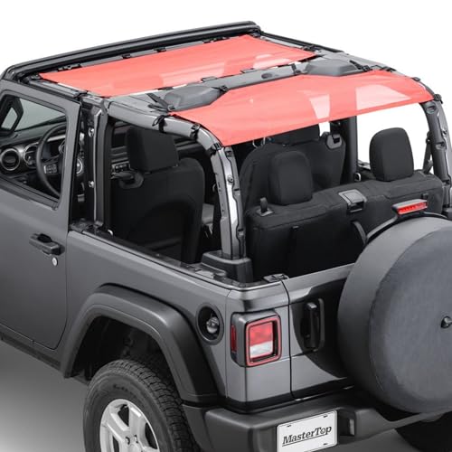 MasterTop ShadeMaker Bimini Mesh Top - Fits Jeep Wrangler JL 2-Door 2018-2023 - Jeep Wrangler JL Sunshade - Durable Straps & Buckles for Flapless Fit - Front & Rear Set, Black