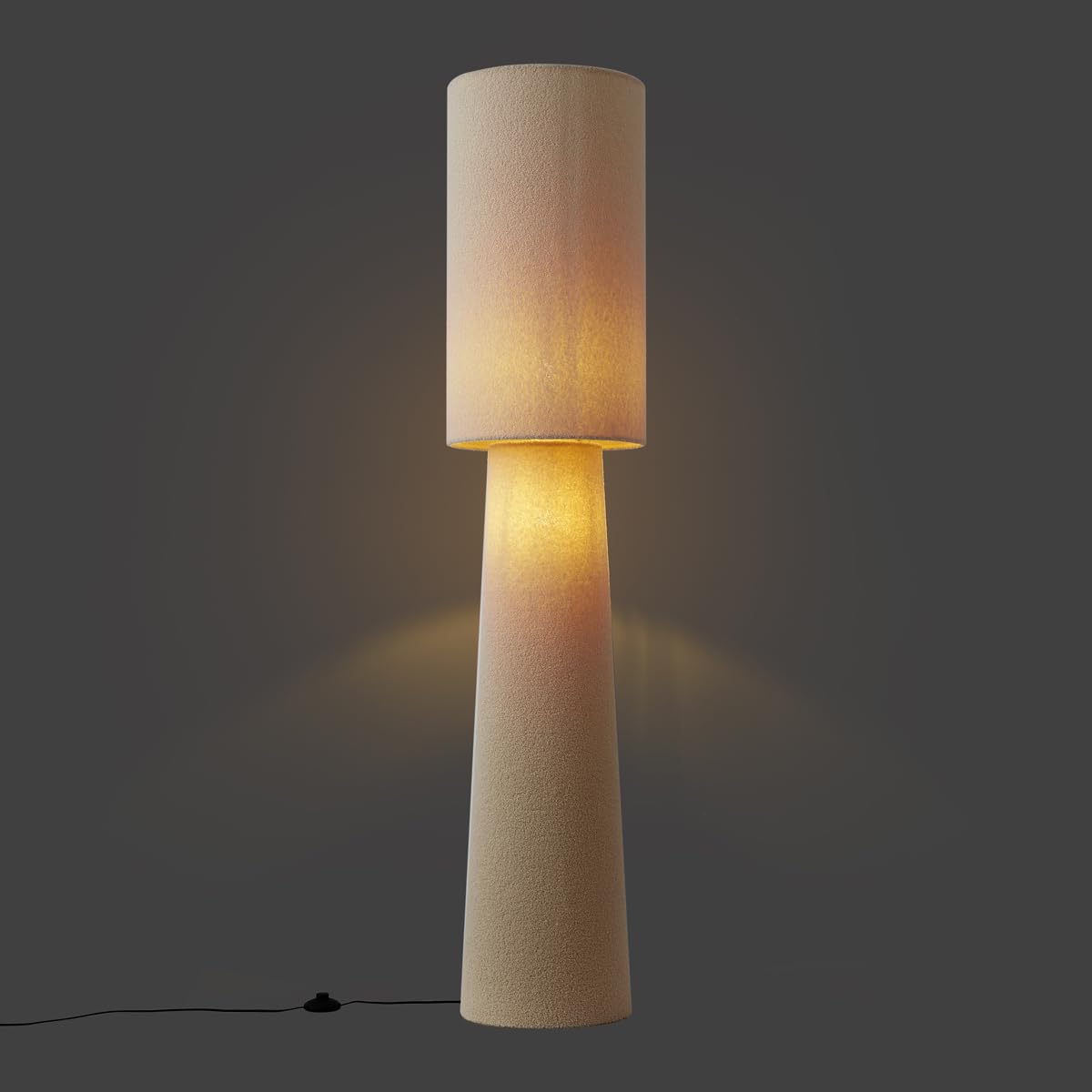 Qazqa Japandi Stehleuchte, Stehlampe - Trompet - Beige, max. 15W, Geeignet für LED, 2-flammig, 165cm, Ideal als Wohnzimmerlampe