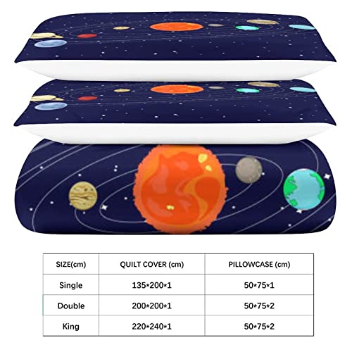 Housse de couette space imprimé microfibre literie douce 200x200