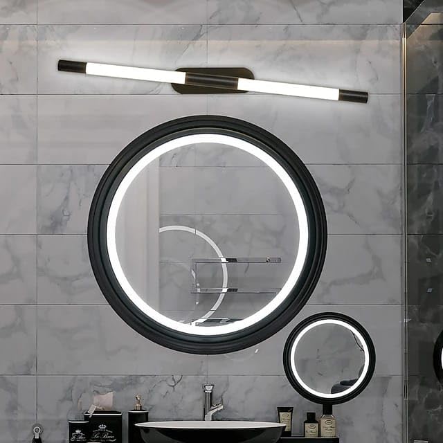 Image of Glowave Modern Black 600mm Metal LED Linear Wall Light Home Decor Modern Long Strip Wall Lamp Long Tube Wall Light - Tricolour | (068 /BK 600mm)