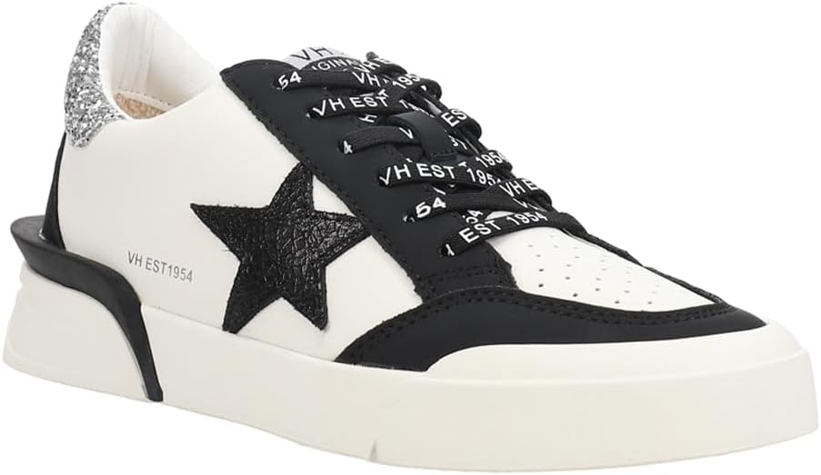 VINTAGE HAVANA Womens Laser Glitter Lace Up Sneakers Shoes Casual - White