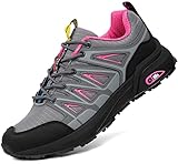 Eagsouni Traillaufschuhe Laufschuhe Turnschuhe Sportschuhe Herren Damen Straßenlaufschuhe Walkingschuhe rutschfest Sneaker Outdoor Fitness Jogging, Hellgrau/Rosa, 41 EU