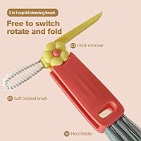 Vista 6 de Cepillo de limpieza de tapa de taza 3 en 1, cepillo de limpieza de hendiduras de botella de agua 2025 para espacios reducidos, cepillo de limpieza