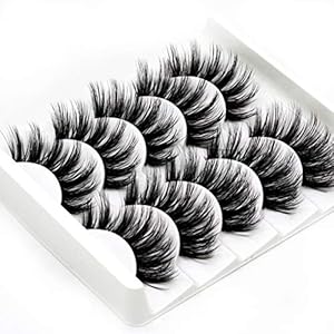 False Lashes Elocoise 5 Pairs 3D Eye Lashes Reusable Long Hand-made Faux Eyelashes for Eye Makeup (3D-47)