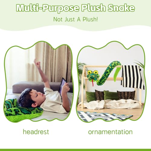 Serpent à sonnettes en peluche géant 250cm doudou cobra vert - 5